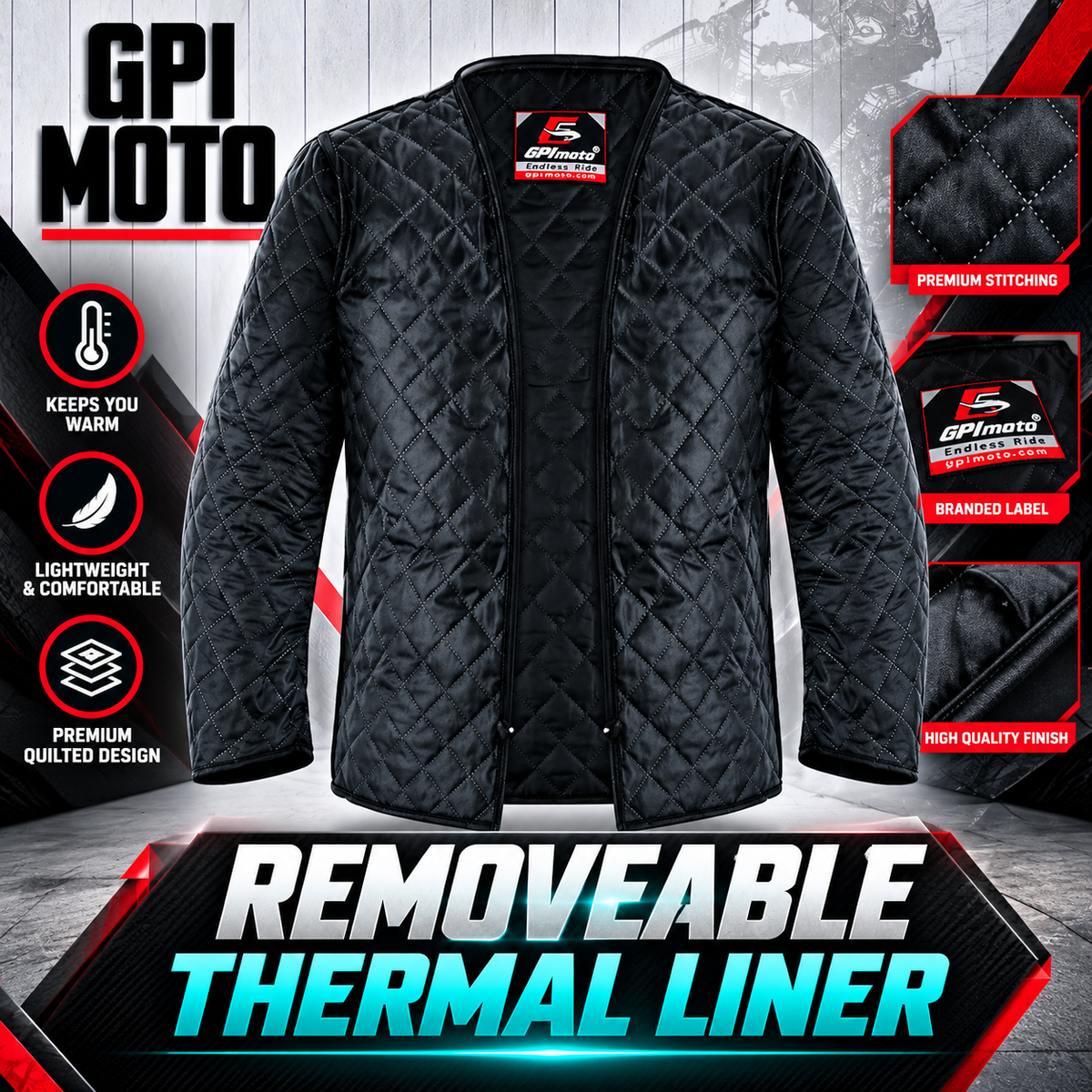 Men’s All-Season High Premium Quality Soft Adjustable Motorcycle Jacket – 6 Pockets, Grey/Black-