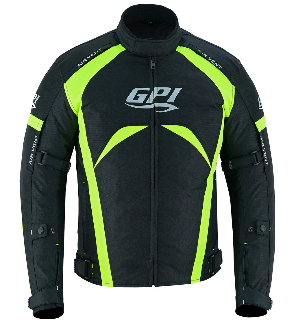 Men’s All-Season 4 Pockets Waterproof High Premium Quality Motorcycle Jacket – Fluorescent/Black-