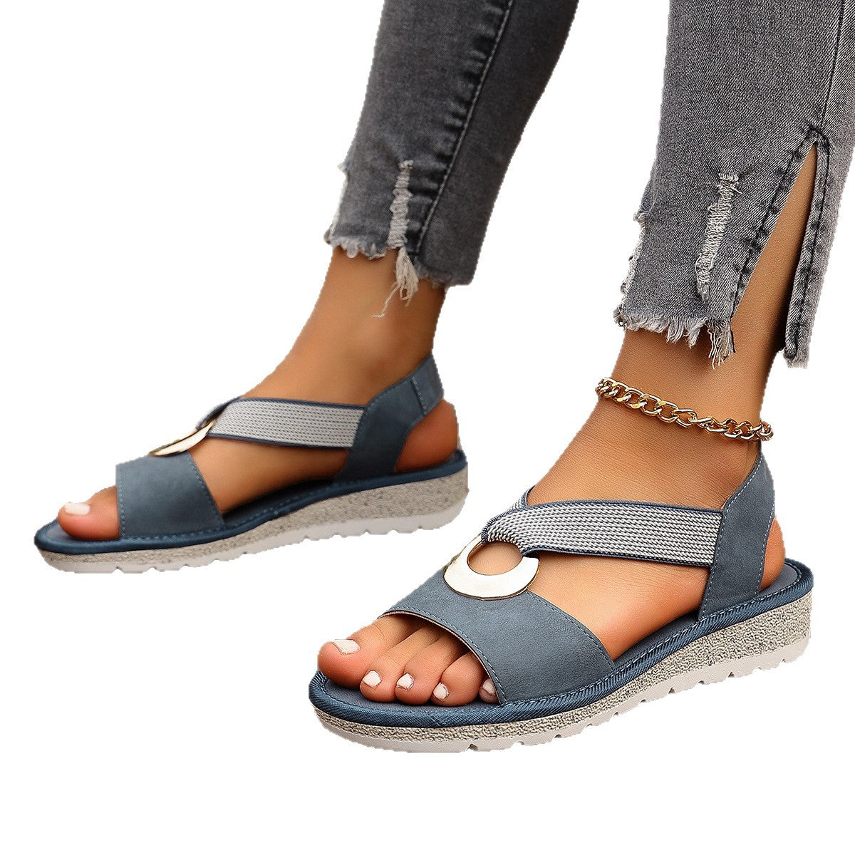 Fish Mouth Wedge Sandals