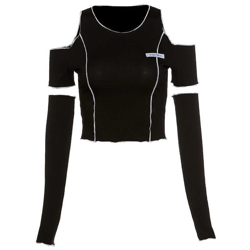 Cross-Border shoulder cut out shirt