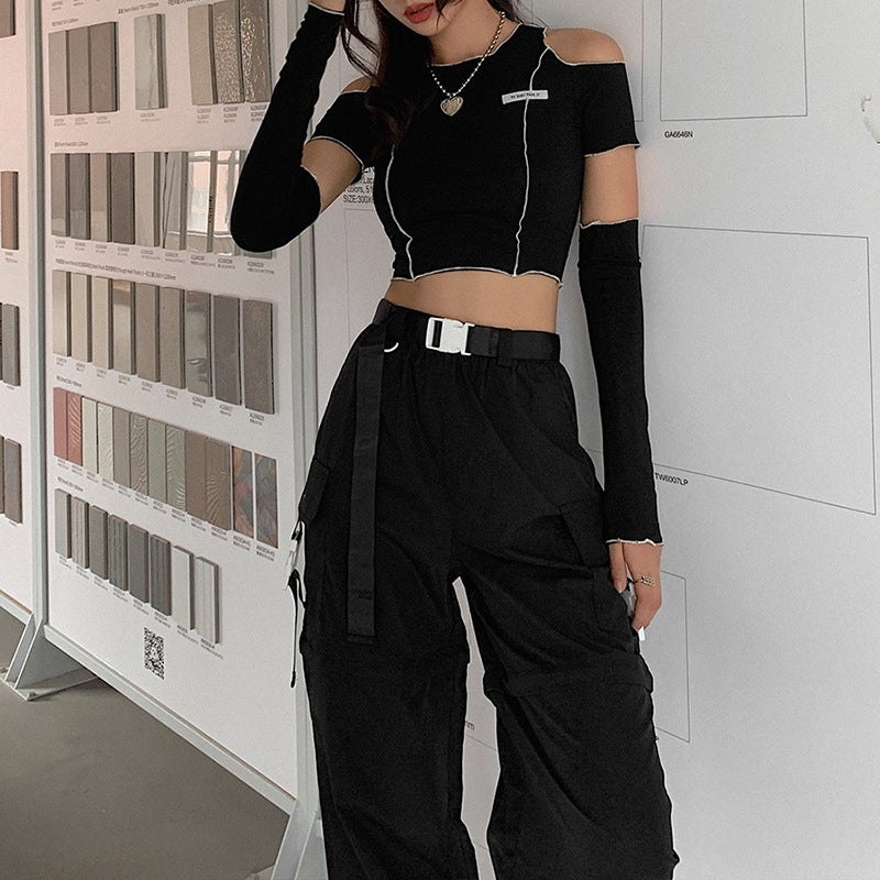 Cross-Border shoulder cut out shirt