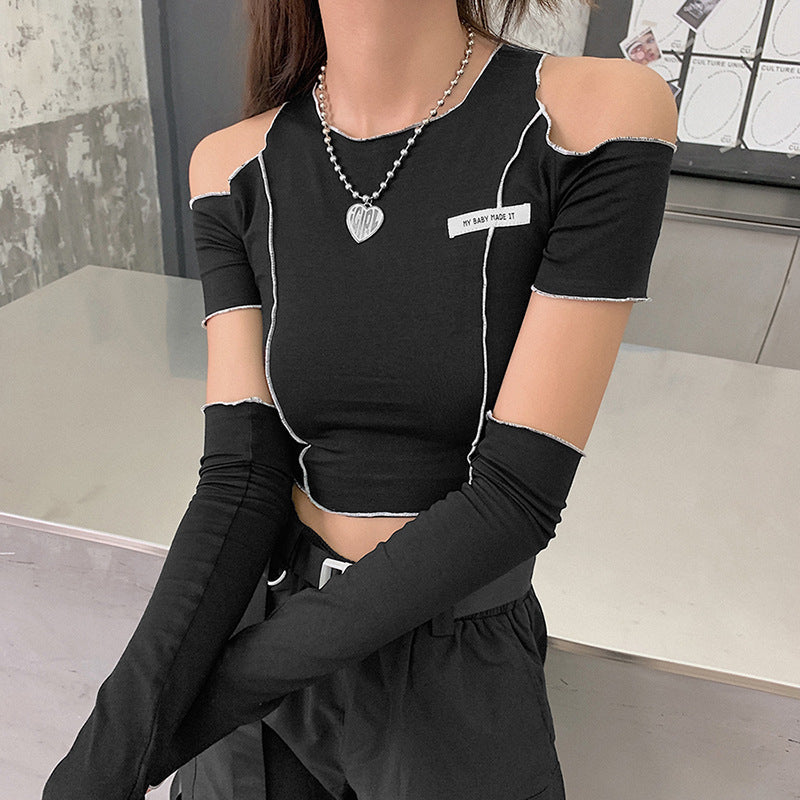 Cross-Border shoulder cut out shirt