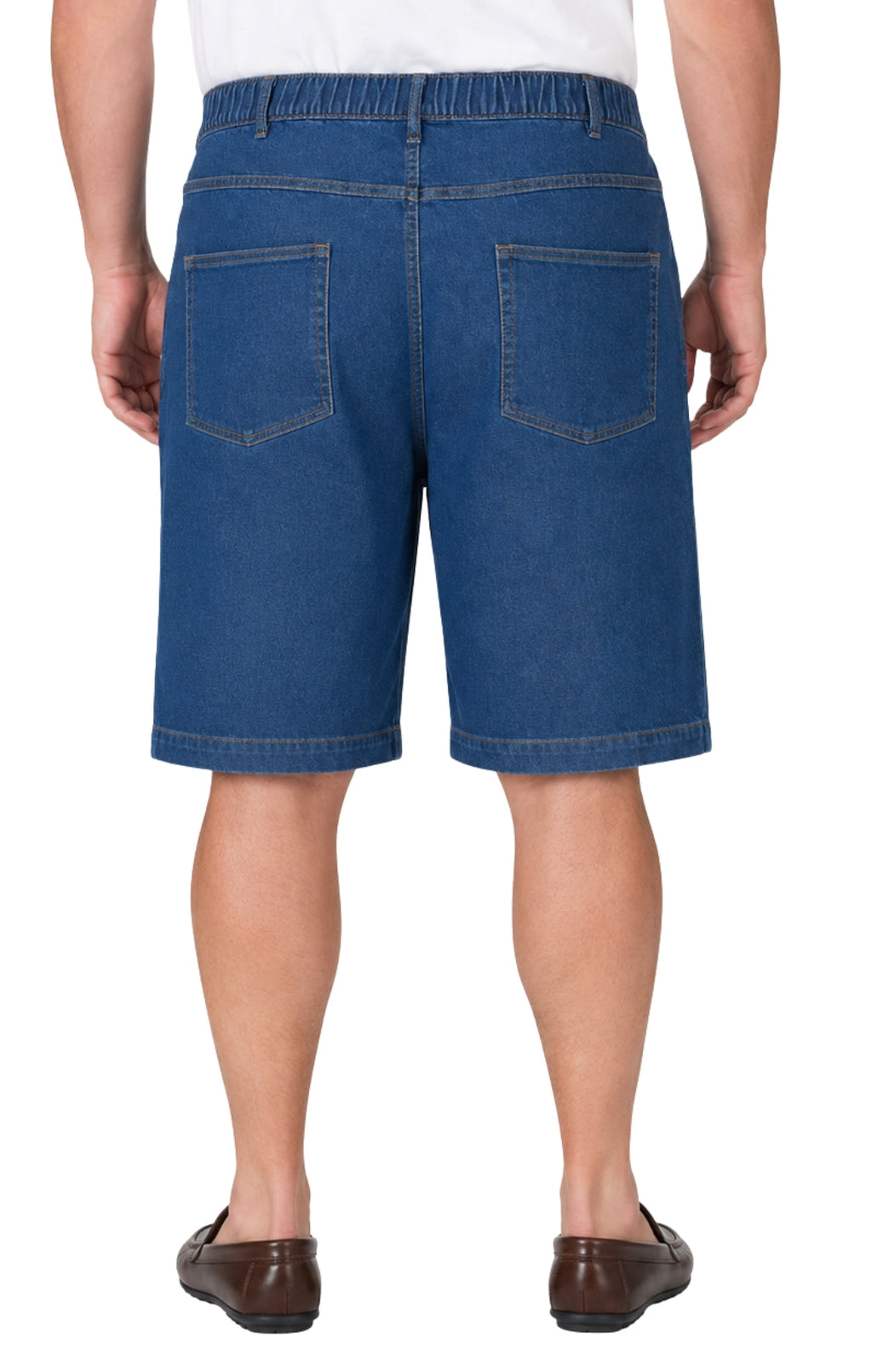 Men's Pull-On Stretch Denim Shorts — Elastic Waist No Zipper