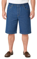 Men's Pull-On Stretch Denim Shorts — Elastic Waist No Zipper