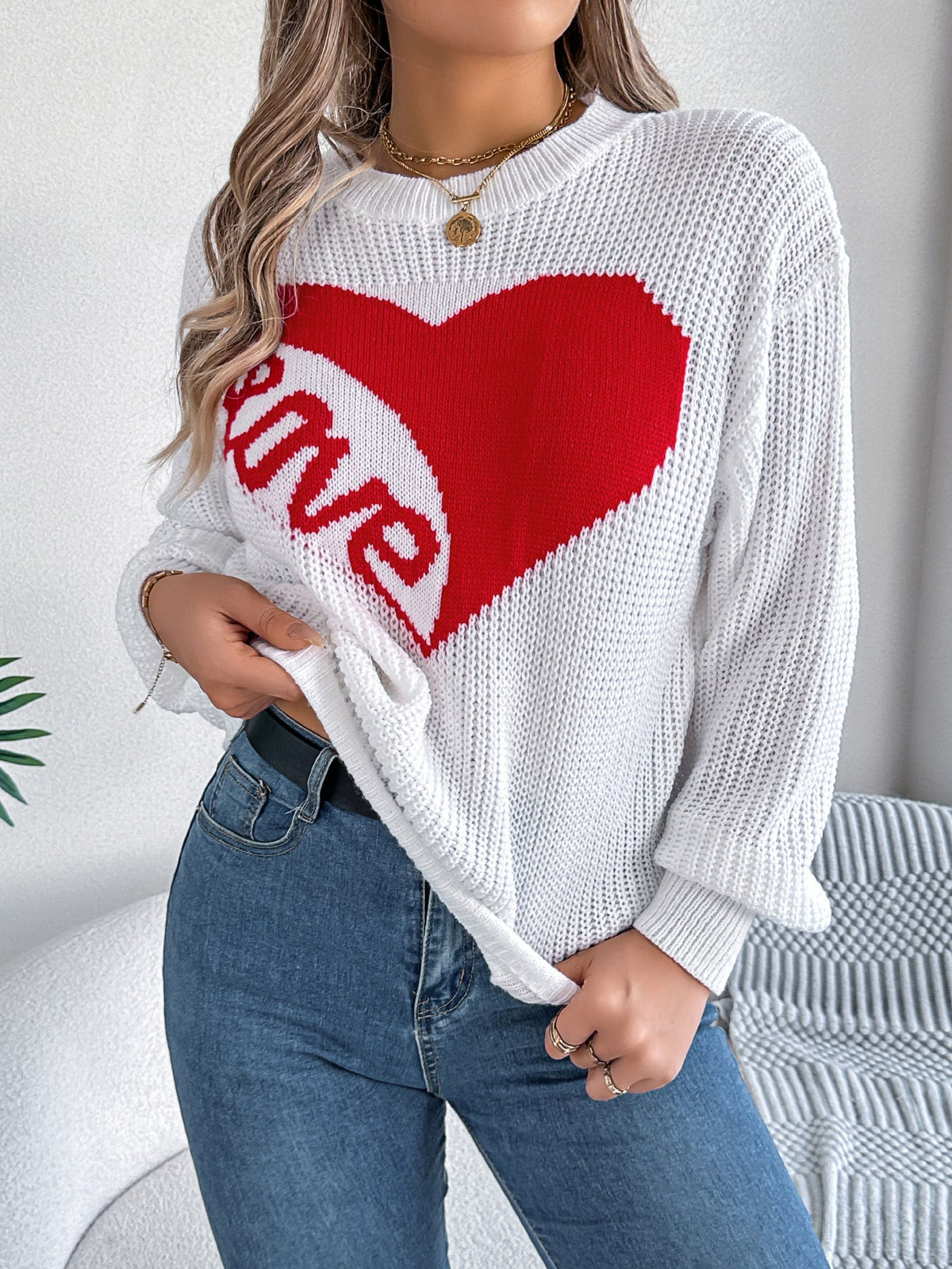 Love Print Pullover Sweater