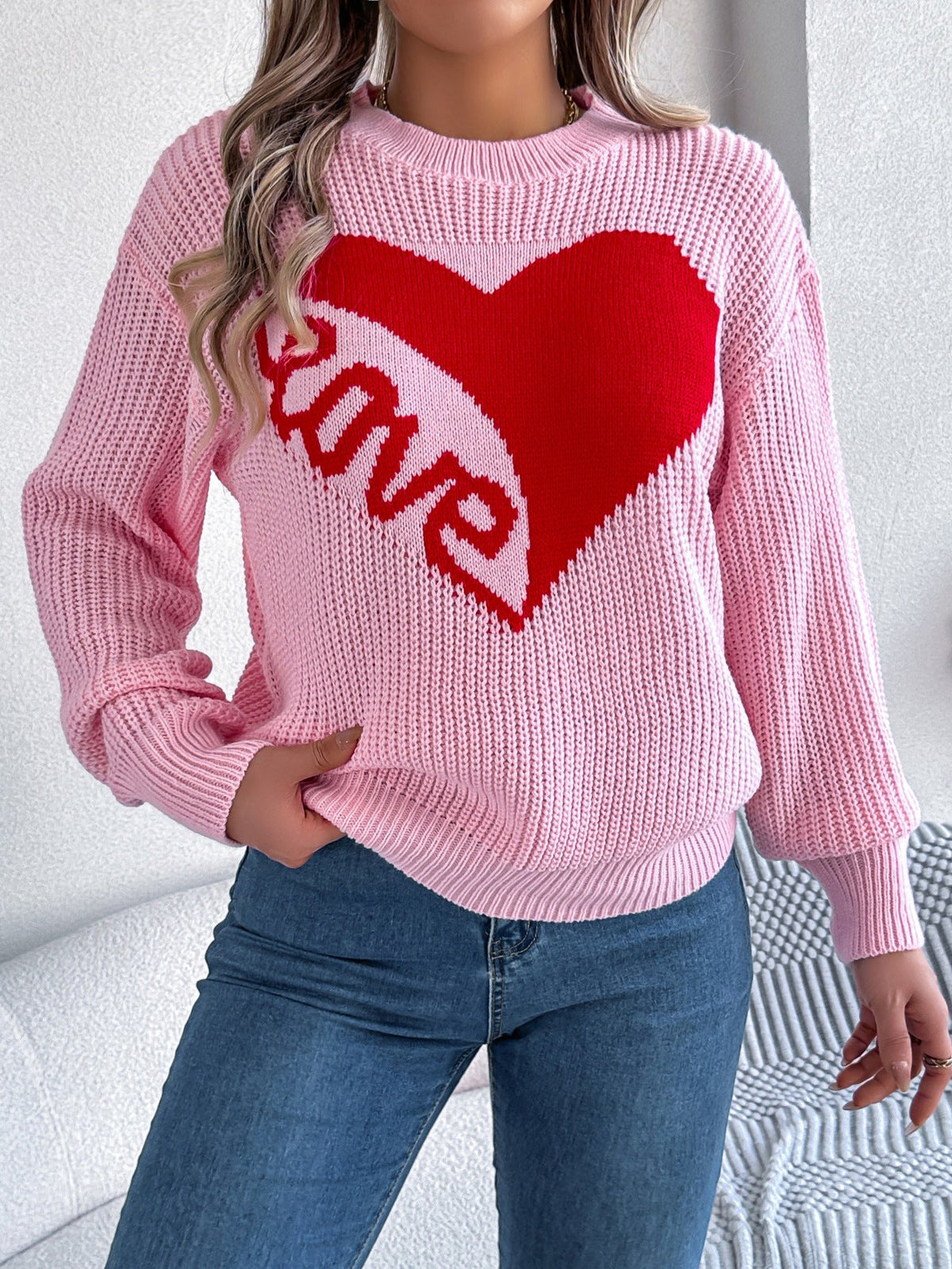 Love Print Pullover Sweater