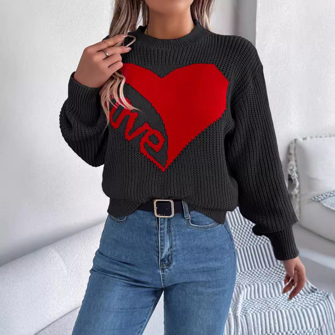 Love Print Pullover Sweater
