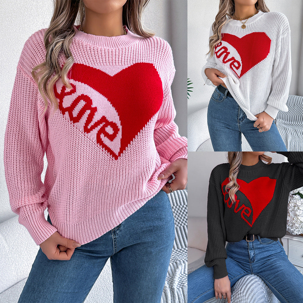 Love Print Pullover Sweater