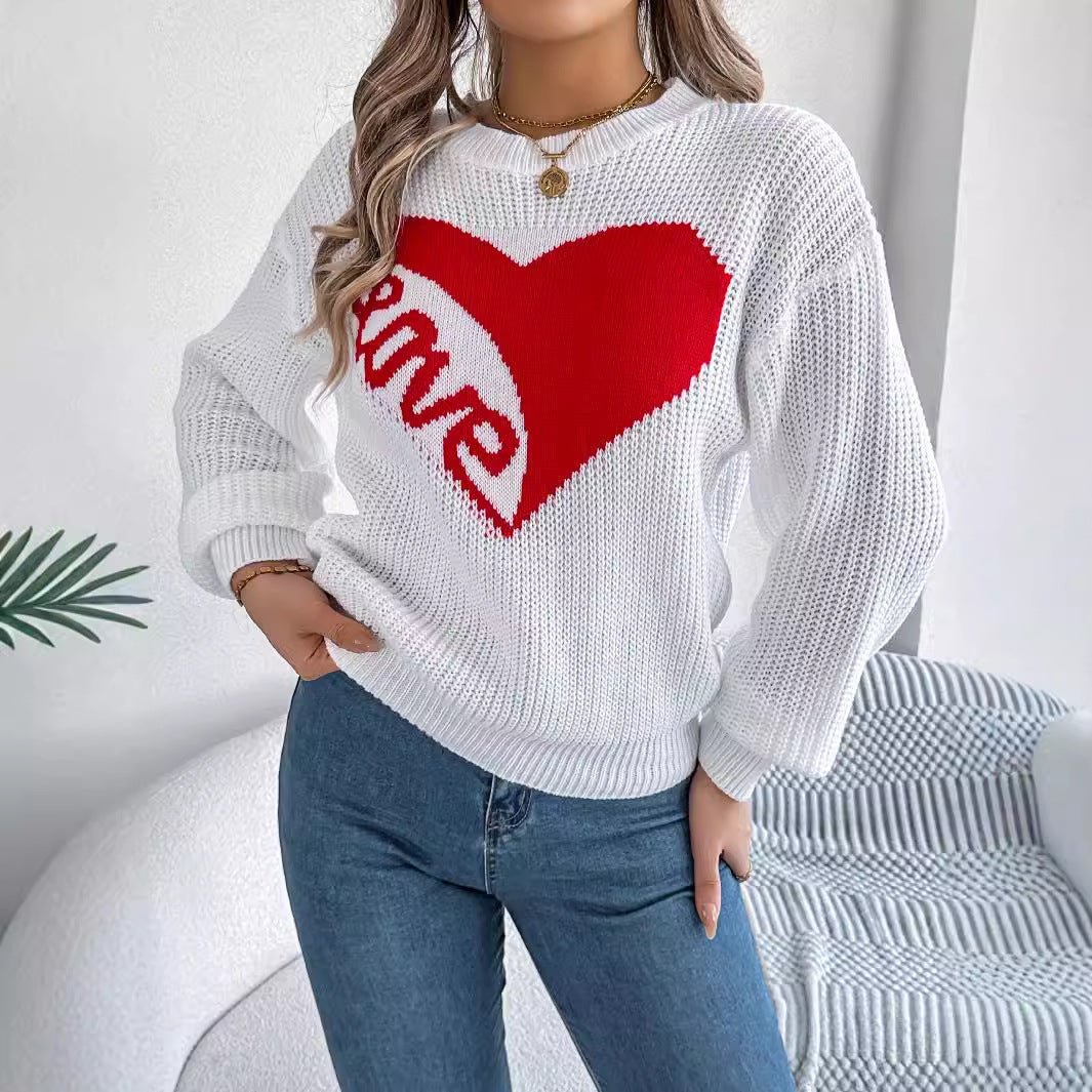 Love Print Pullover Sweater