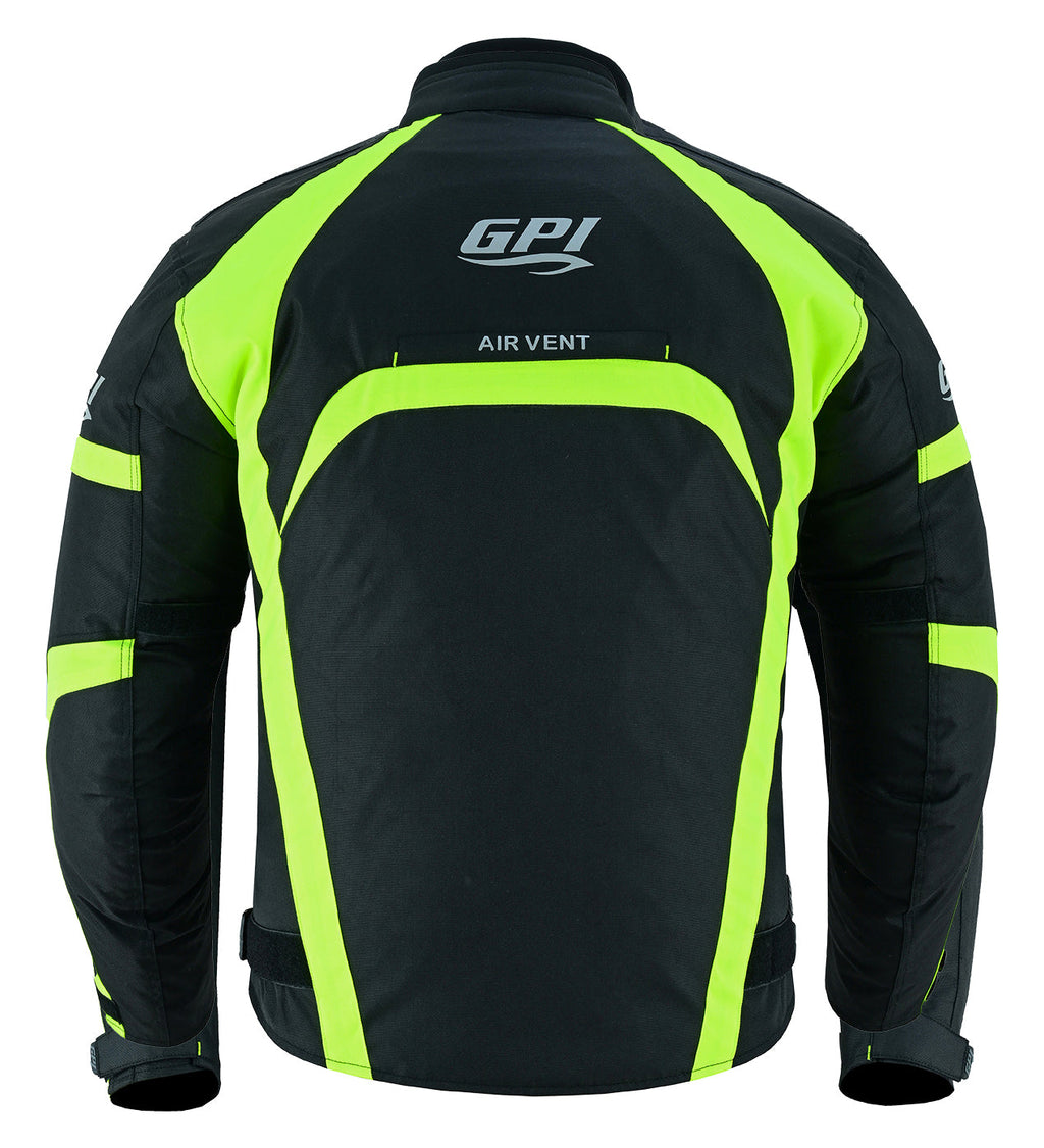 Men’s All-Season 4 Pockets Waterproof High Premium Quality Motorcycle Jacket – Fluorescent/Black-