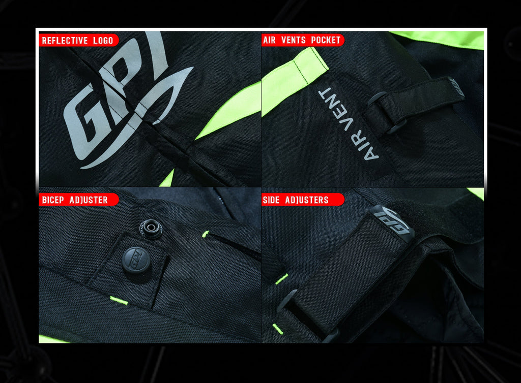 Men’s All-Season 4 Pockets Waterproof High Premium Quality Motorcycle Jacket – Fluorescent/Black-