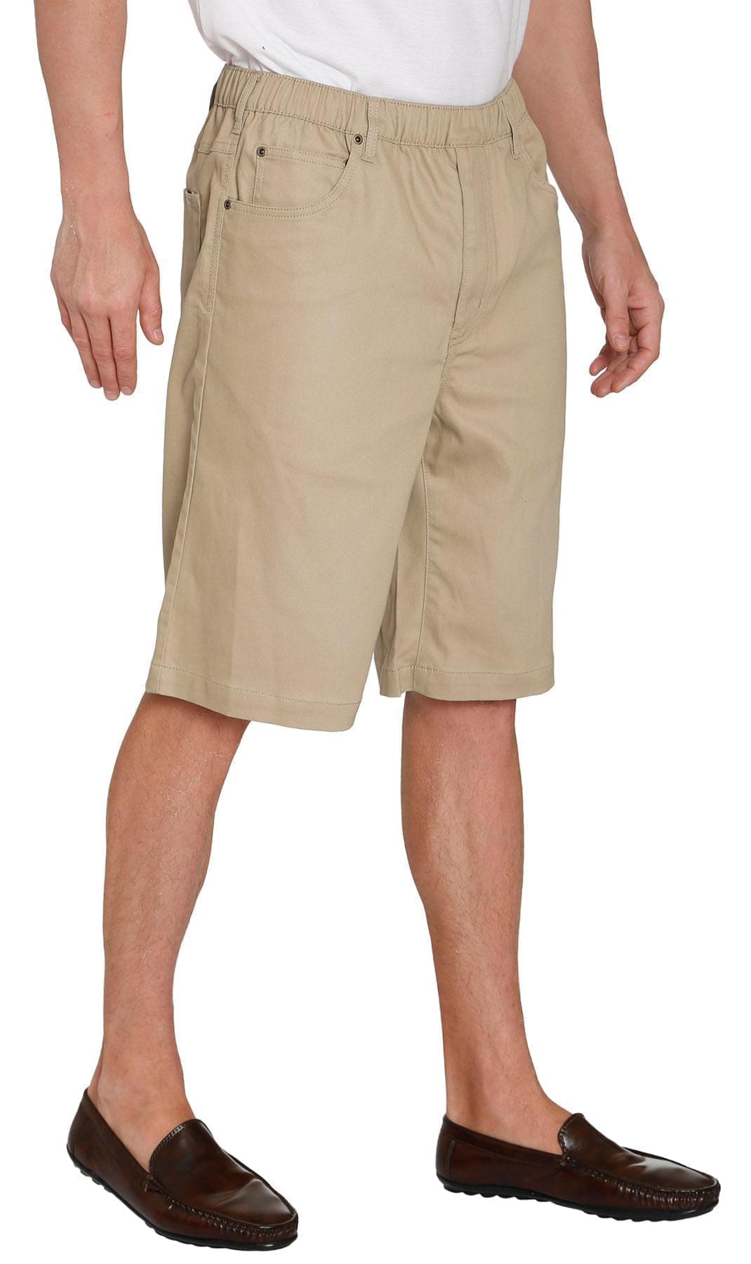 Men's Pull-On Stretch Denim Shorts — Elastic Waist No Zipper