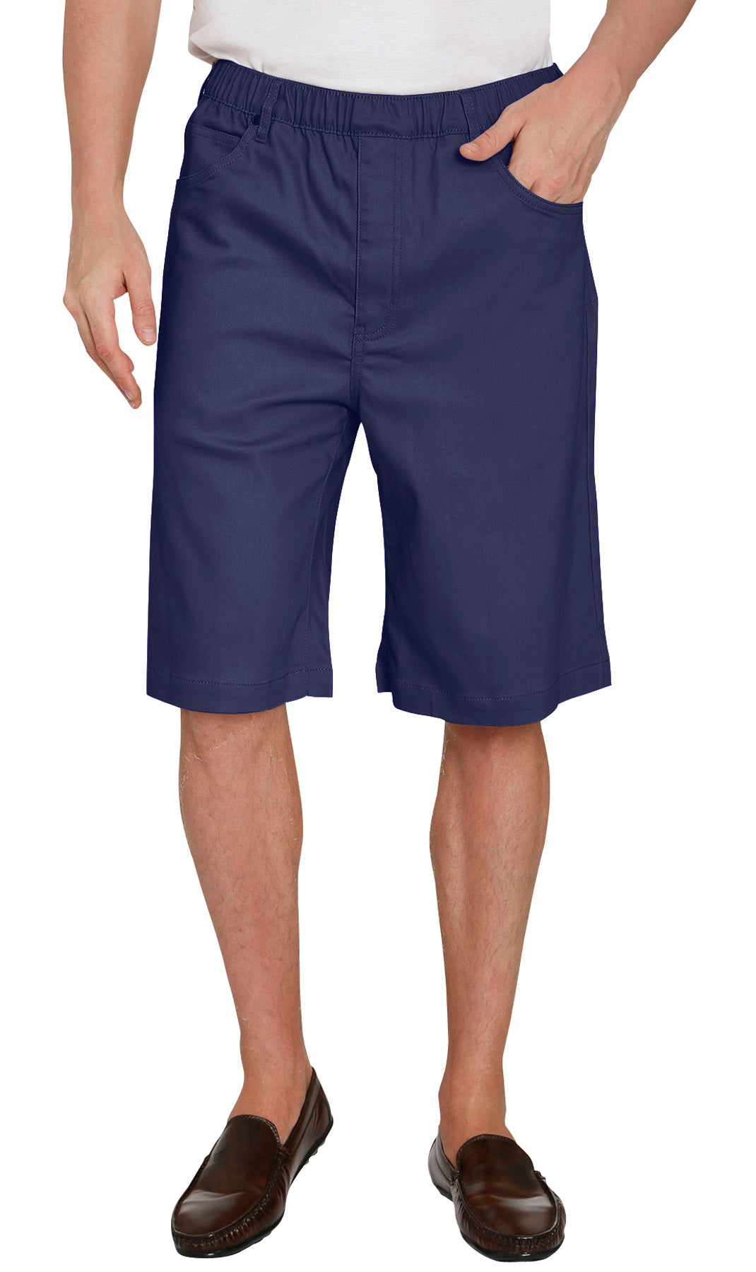 Men's Pull-On Stretch Denim Shorts — Elastic Waist No Zipper