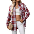 Cross-Border  Loose Plaid Pocket Shirt For Women