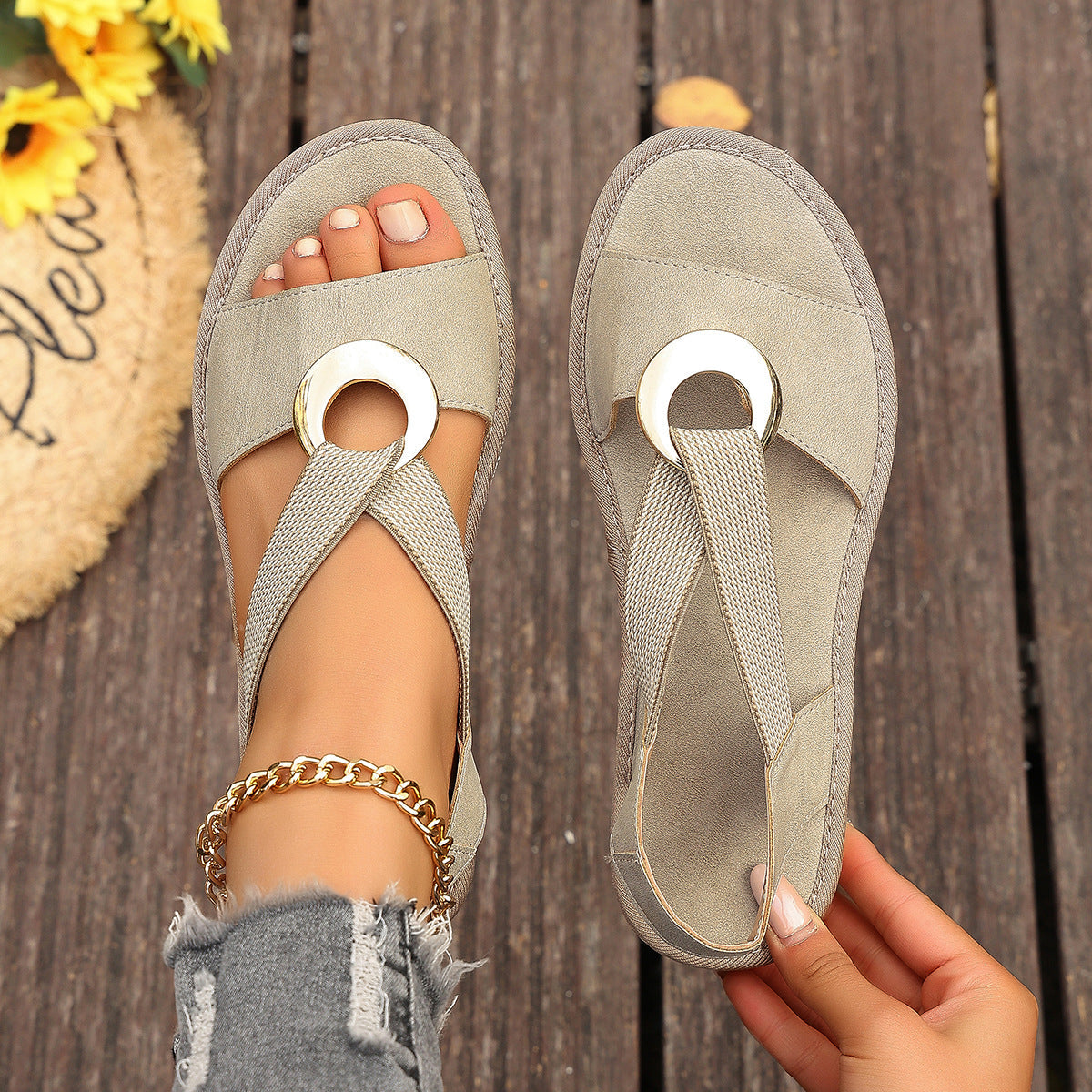 Fish Mouth Wedge Sandals