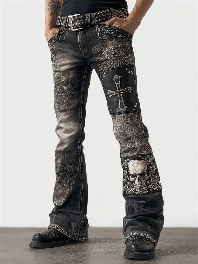 Womens Denim Jeans  With Colorful 3D Floral Prints
